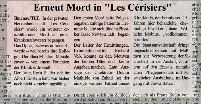 Zeitungsartikel - Erneut Mord in Les Cérisiers